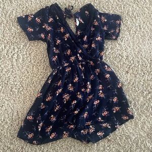 navy floral romper